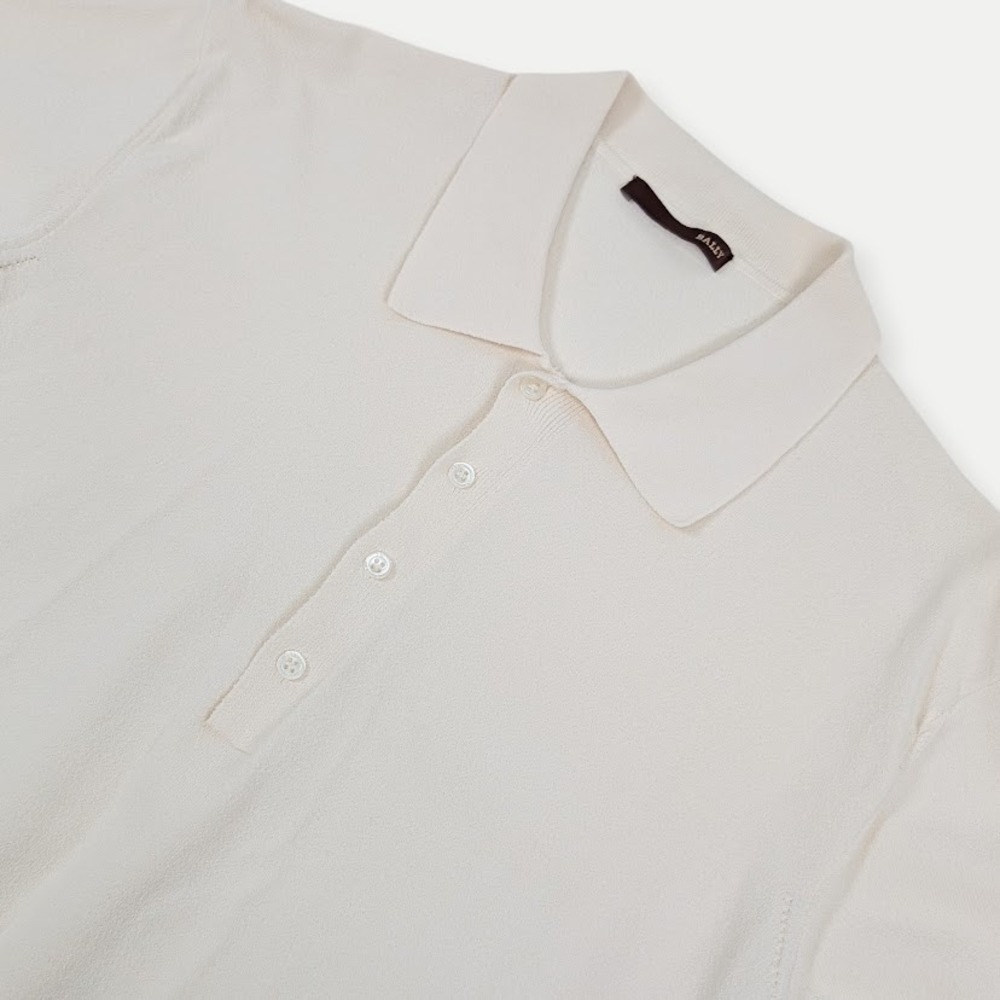 Bally Knit Polo Shirt Mens Size 42 XL Cream Viscose Blend Made in Italy